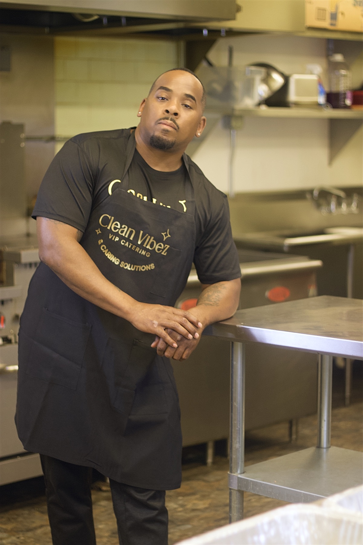 Clean Vibez chef standing in the commercial kitchen