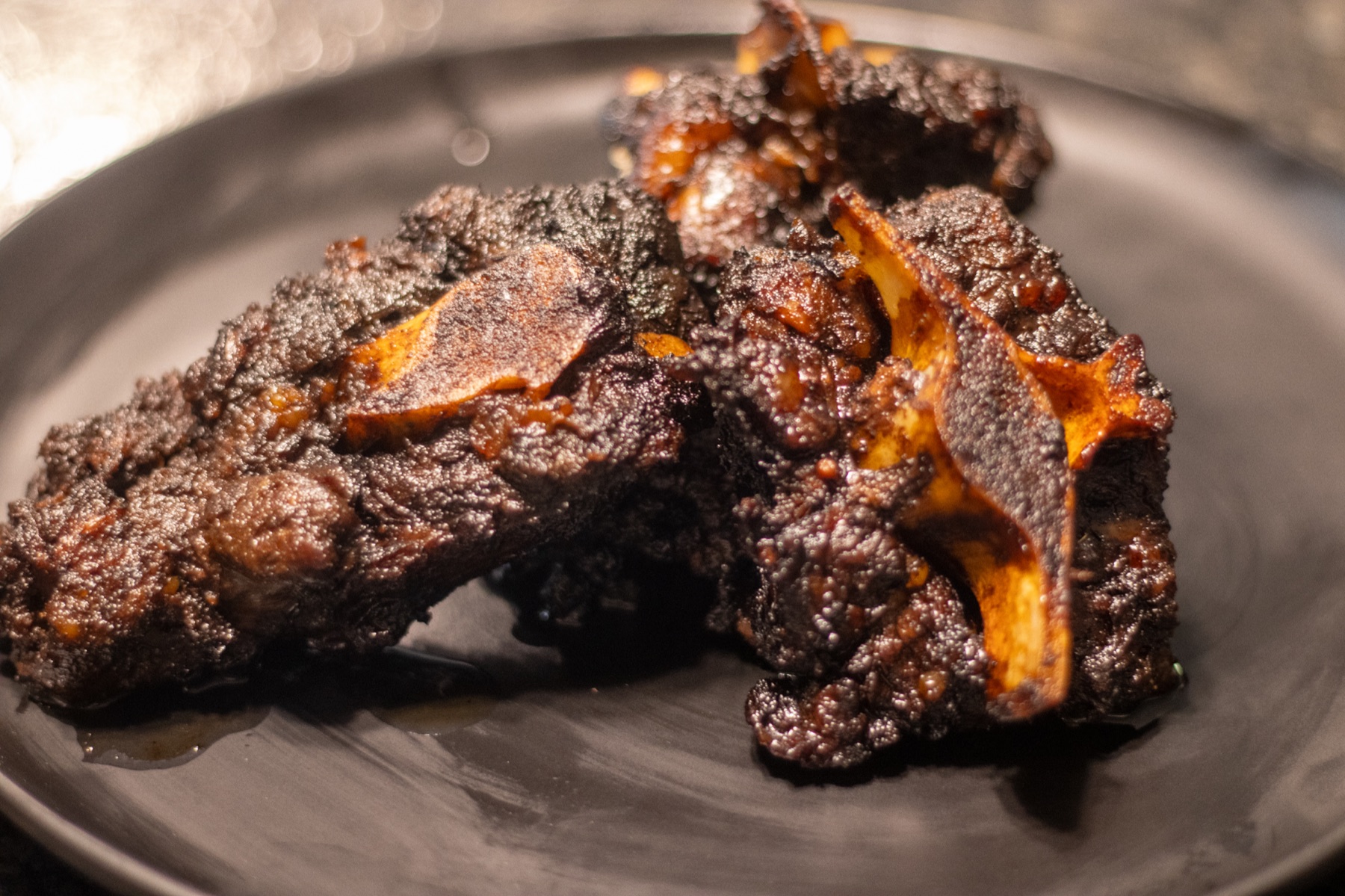 Close-up of richly glazed ribs from Clean Vibez Catering