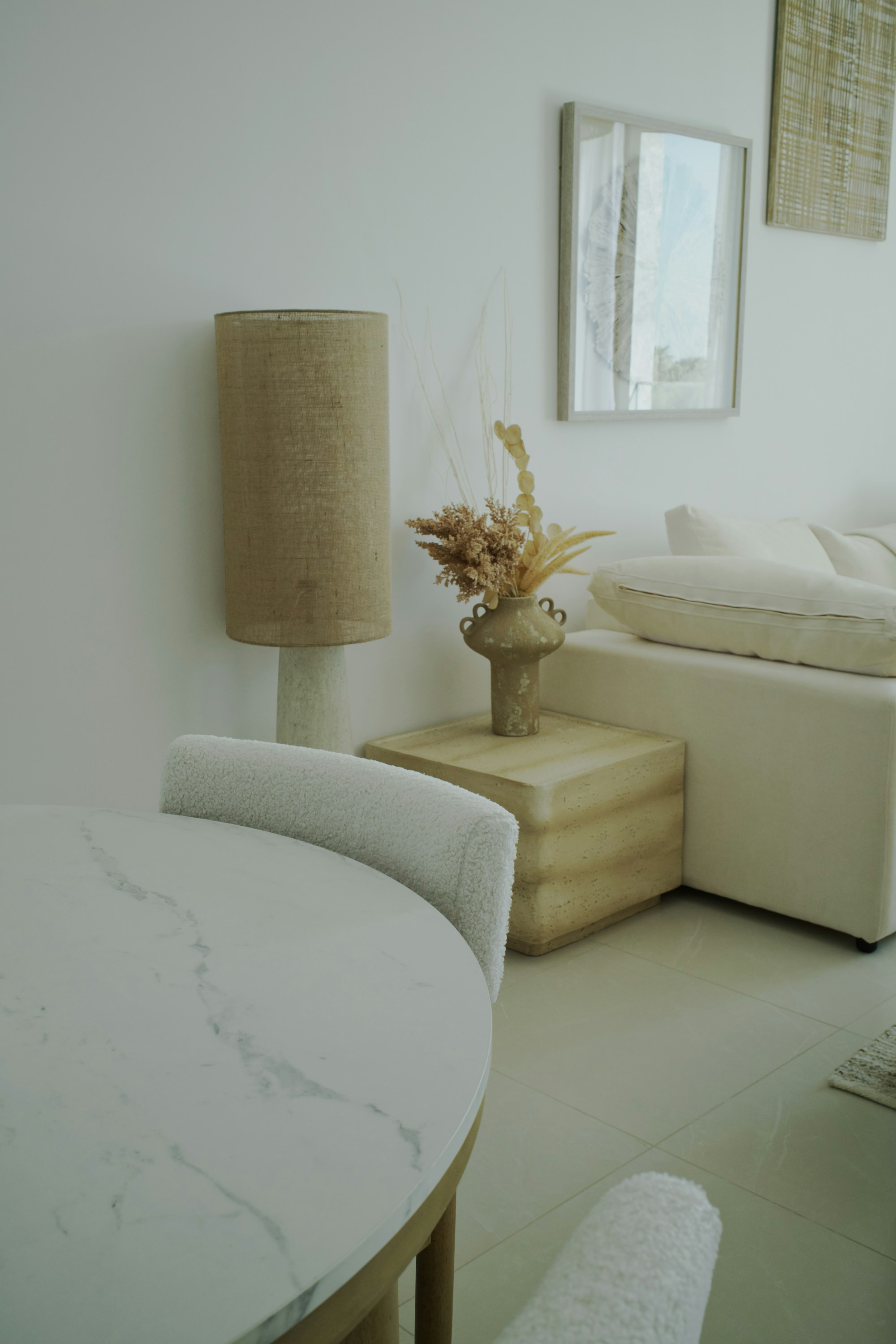 Comfortable neutral-toned Airbnb interior